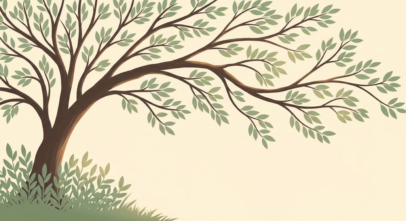 Stylized family tree with branches spreading across a warm cream background